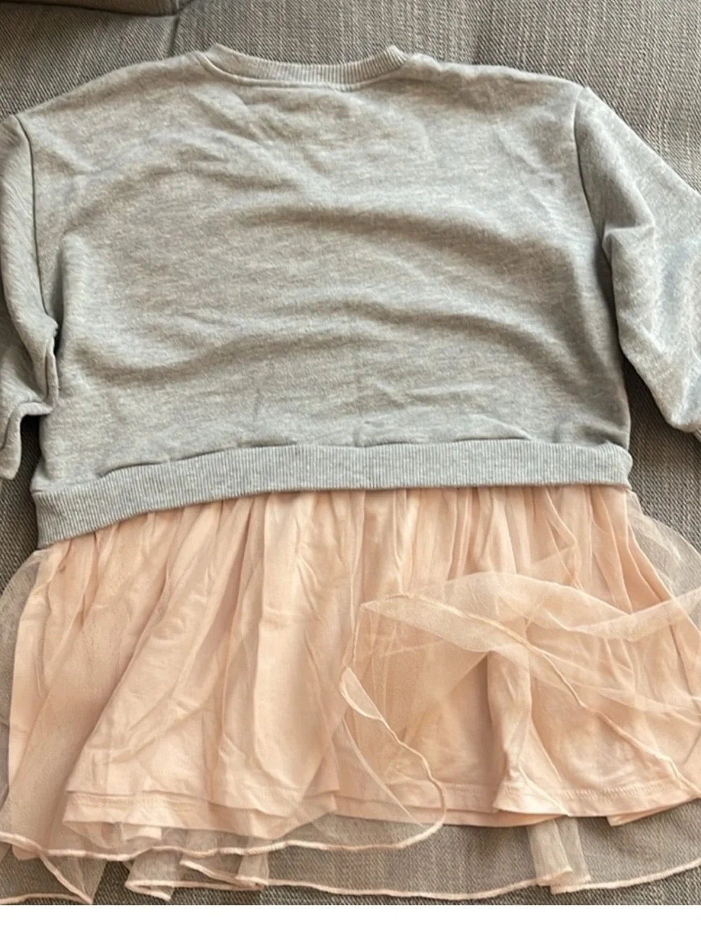 Zara- Grey Sweatshirt Dress with Pink Tulle Skirt